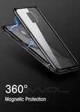 Eqvvol Magnetic Adsorption Metal Case For Samsung Galaxy S9 S8 Plus S7 Edge Tempered Glass Back Magnet Cover For Note 8 9 Cases