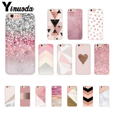 Yinuoda Gold Pink Glitter Marble Phone Cover For iphone 11 Pro Max X XS MAX  6 6s 7 8plus 5 5S SE XR
