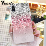Yinuoda Gold Pink Glitter Marble Phone Cover For iphone 11 Pro Max X XS MAX  6 6s 7 8plus 5 5S SE XR