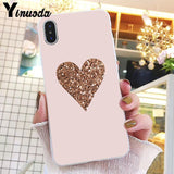 Yinuoda Gold Pink Glitter Marble Phone Cover For iphone 11 Pro Max X XS MAX  6 6s 7 8plus 5 5S SE XR