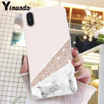 Yinuoda Gold Pink Glitter Marble Phone Cover For iphone 11 Pro Max X XS MAX  6 6s 7 8plus 5 5S SE XR