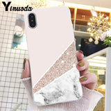 Yinuoda Gold Pink Glitter Marble Phone Cover For iphone 11 Pro Max X XS MAX  6 6s 7 8plus 5 5S SE XR