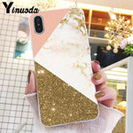 Yinuoda Gold Pink Glitter Marble Phone Cover For iphone 11 Pro Max X XS MAX  6 6s 7 8plus 5 5S SE XR