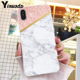 Yinuoda Gold Pink Glitter Marble Phone Cover For iphone 11 Pro Max X XS MAX  6 6s 7 8plus 5 5S SE XR