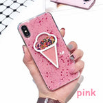 Liquid Heart Glitter Smile Face Clouds Phone Case For iPhone 6 6s 7 8 Plus X XS 11 Pro Max Ice Cream Soft TPU Dynamic Bead Cover