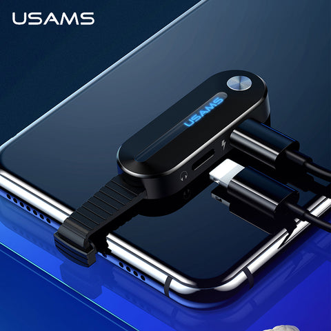USAMS Dual for Lightning Adapter 2 in 1 Audio Charging for iPhone X XS 7 8 Adapter  for Lightning +3.5mm 2A Charging OTG Adapter