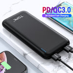 TOPK 10000mAh Power Bank 18W USB Type C External Batteries QC3.0 PD Two-way Fast Charging Powerbank for Samsung Xiaomi Huawei