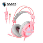 SADES A6 USB 7.1 Stereo wired gaming headphones game headset over ear with mic Voice control for laptop computer gamer