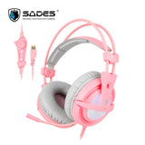 SADES A6 USB 7.1 Stereo wired gaming headphones game headset over ear with mic Voice control for laptop computer gamer