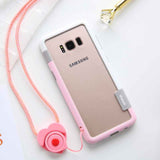 For Sansung Galaxy S10 S9 S8 Plus S10e Case Wolnutt Contrast Color Soft TPU Plastic Bicolor Dots Frame Case With Lanyard Bumper