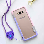 For Sansung Galaxy S10 S9 S8 Plus S10e Case Wolnutt Contrast Color Soft TPU Plastic Bicolor Dots Frame Case With Lanyard Bumper