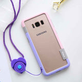 For Sansung Galaxy S10 S9 S8 Plus S10e Case Wolnutt Contrast Color Soft TPU Plastic Bicolor Dots Frame Case With Lanyard Bumper