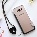 For Sansung Galaxy S10 S9 S8 Plus S10e Case Wolnutt Contrast Color Soft TPU Plastic Bicolor Dots Frame Case With Lanyard Bumper
