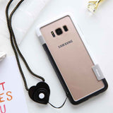 For Sansung Galaxy S10 S9 S8 Plus S10e Case Wolnutt Contrast Color Soft TPU Plastic Bicolor Dots Frame Case With Lanyard Bumper