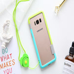 For Sansung Galaxy S10 S9 S8 Plus S10e Case Wolnutt Contrast Color Soft TPU Plastic Bicolor Dots Frame Case With Lanyard Bumper