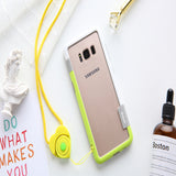 For Sansung Galaxy S10 S9 S8 Plus S10e Case Wolnutt Contrast Color Soft TPU Plastic Bicolor Dots Frame Case With Lanyard Bumper