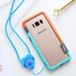 For Sansung Galaxy S10 S9 S8 Plus S10e Case Wolnutt Contrast Color Soft TPU Plastic Bicolor Dots Frame Case With Lanyard Bumper